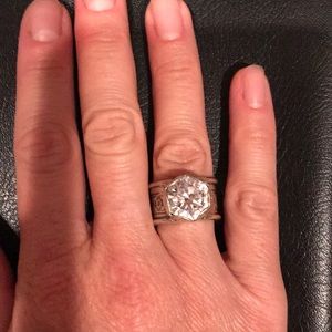 Silver cz band ring